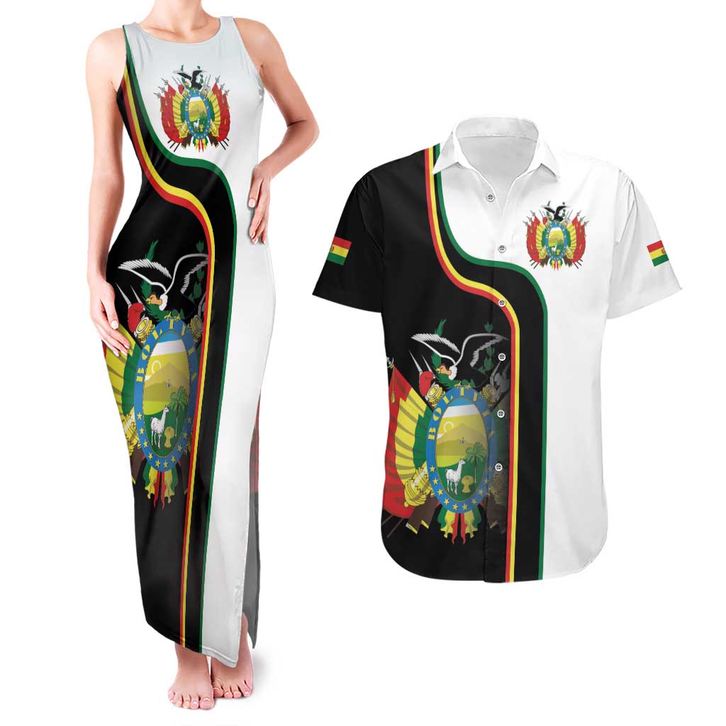 Bolivia Simple Coat of Arm Couples Matching Tank Maxi Dress and Hawaiian Shirt
