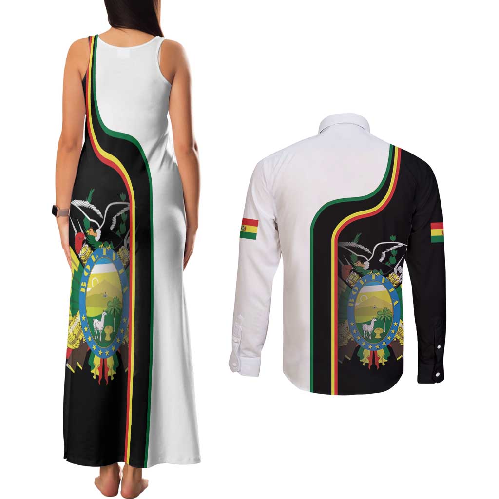 Bolivia Simple Coat of Arm Couples Matching Tank Maxi Dress and Long Sleeve Button Shirt