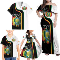 Bolivia Simple Coat of Arm Family Matching Off Shoulder Maxi Dress and Hawaiian Shirt