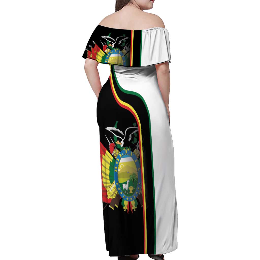Bolivia Simple Coat of Arm Family Matching Off Shoulder Maxi Dress and Hawaiian Shirt