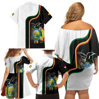 Bolivia Simple Coat of Arm Family Matching Off Shoulder Short Dress and Hawaiian Shirt