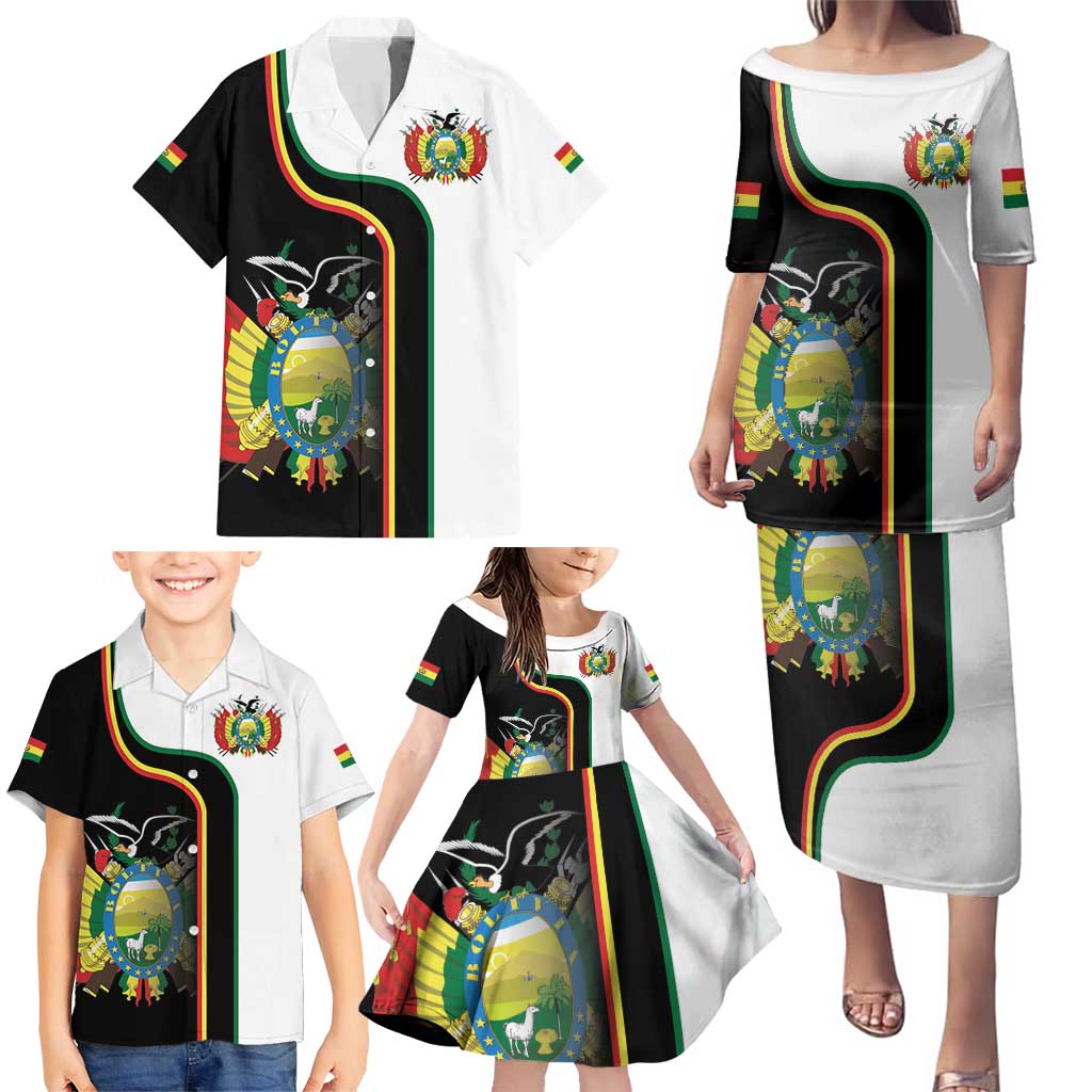 Bolivia Simple Coat of Arm Family Matching Puletasi and Hawaiian Shirt