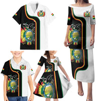 Bolivia Simple Coat of Arm Family Matching Puletasi and Hawaiian Shirt