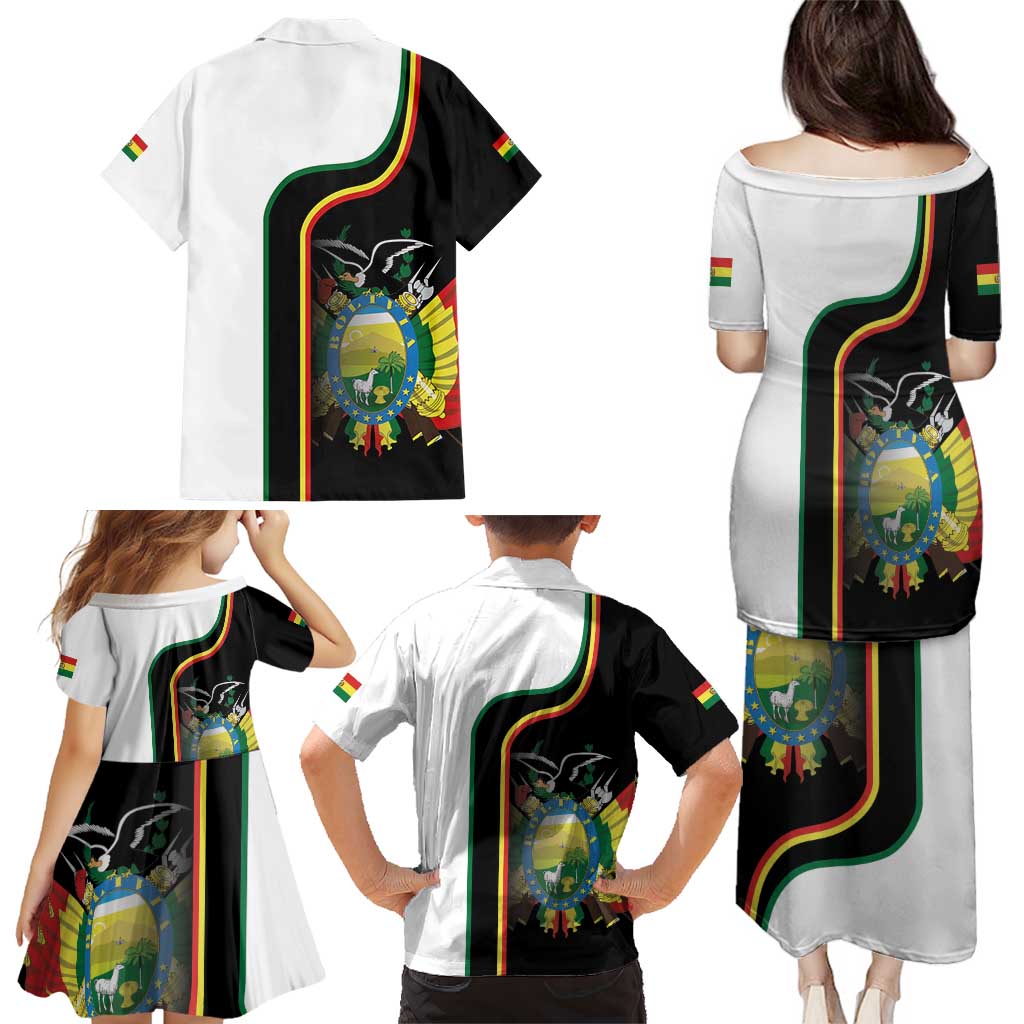 Bolivia Simple Coat of Arm Family Matching Puletasi and Hawaiian Shirt
