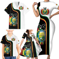 Bolivia Simple Coat of Arm Family Matching Short Sleeve Bodycon Dress and Hawaiian Shirt