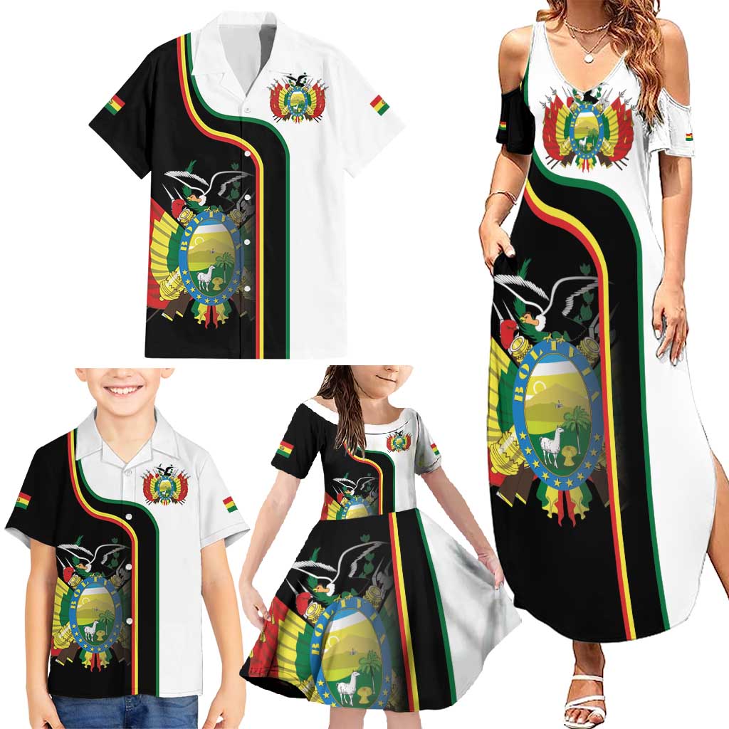 Bolivia Simple Coat of Arm Family Matching Summer Maxi Dress and Hawaiian Shirt