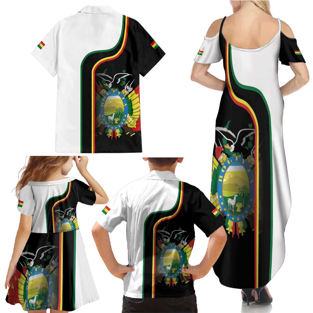Bolivia Simple Coat of Arm Family Matching Summer Maxi Dress and Hawaiian Shirt