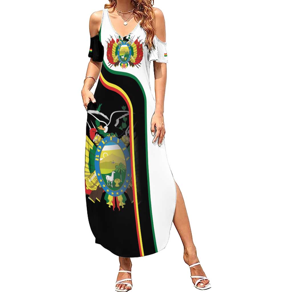 Bolivia Simple Coat of Arm Family Matching Summer Maxi Dress and Hawaiian Shirt
