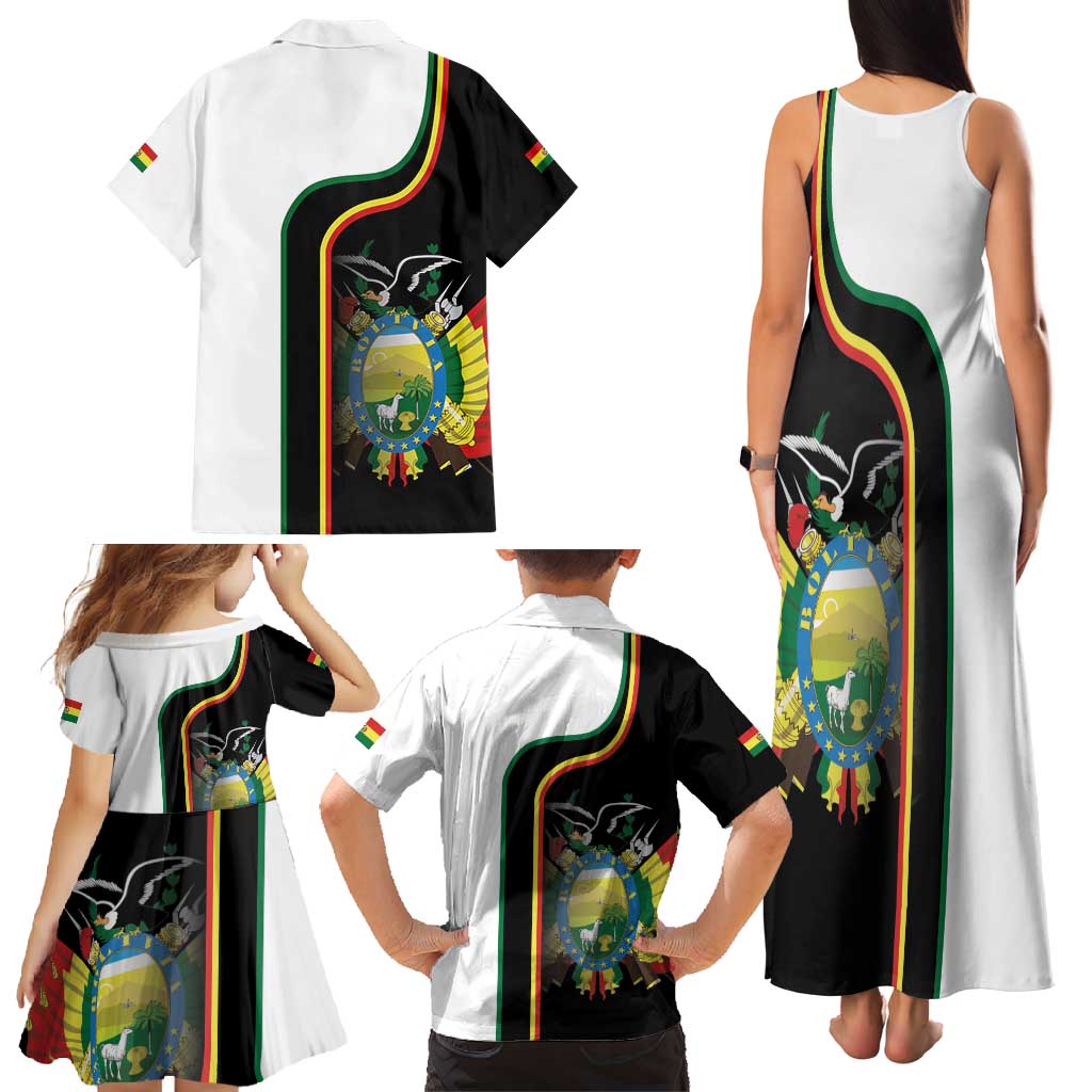 Bolivia Simple Coat of Arm Family Matching Tank Maxi Dress and Hawaiian Shirt