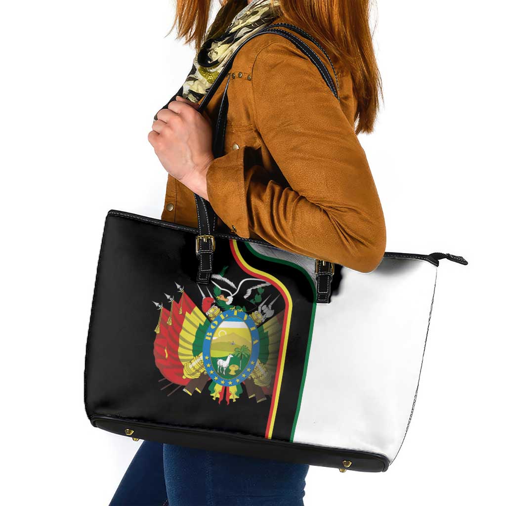 Bolivia Simple Coat of Arm Leather Tote Bag
