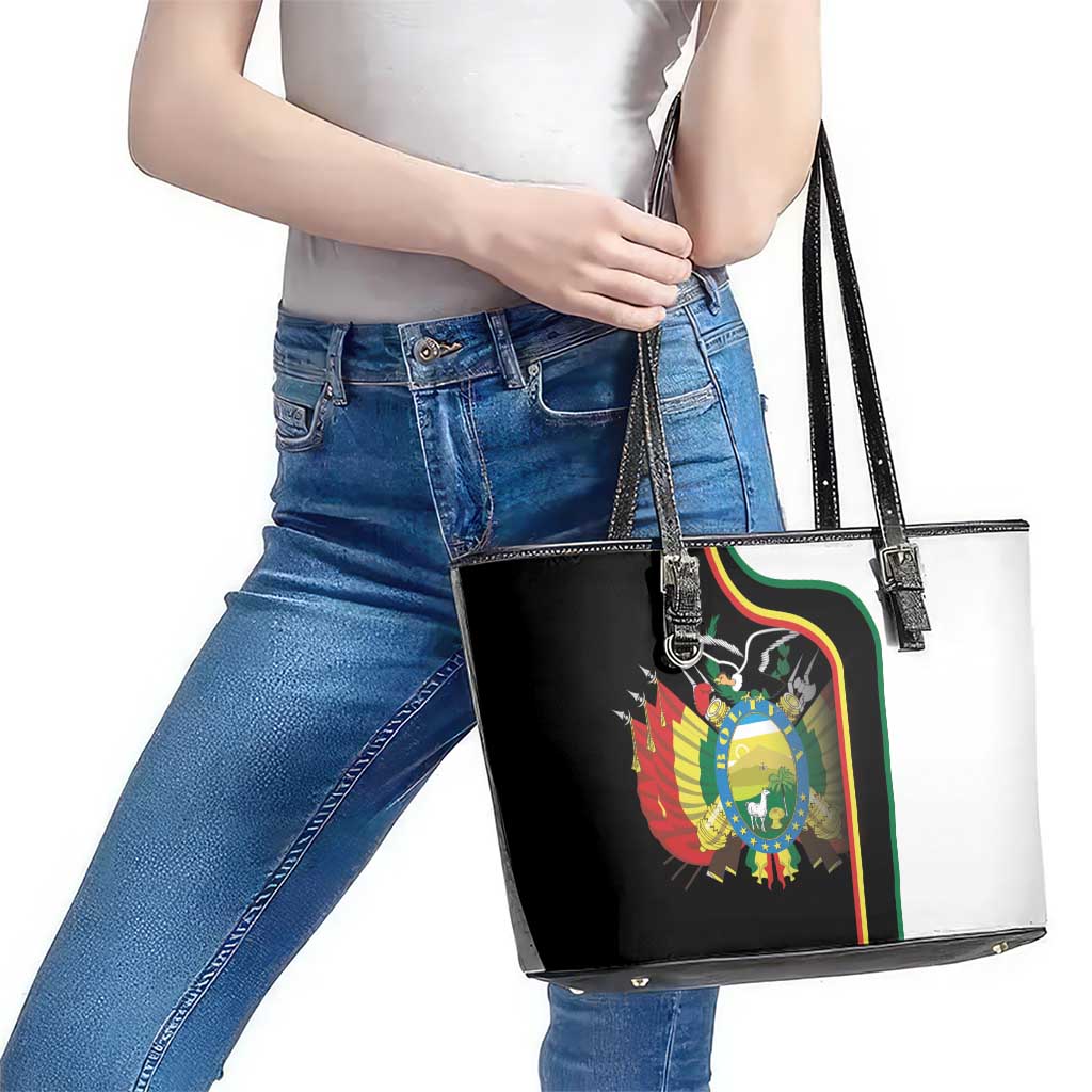 Bolivia Simple Coat of Arm Leather Tote Bag