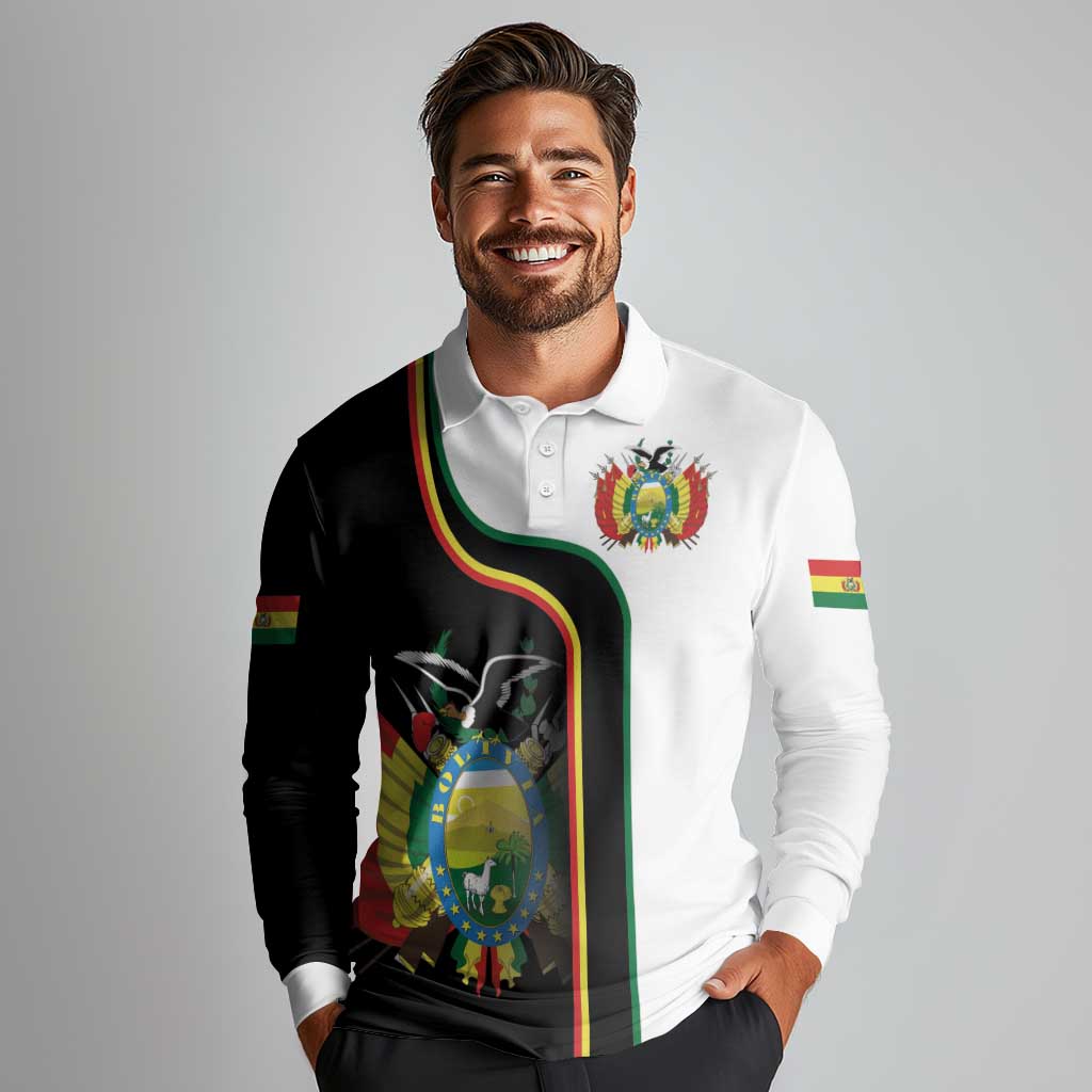 Bolivia Simple Coat of Arm Long Sleeve Polo Shirt