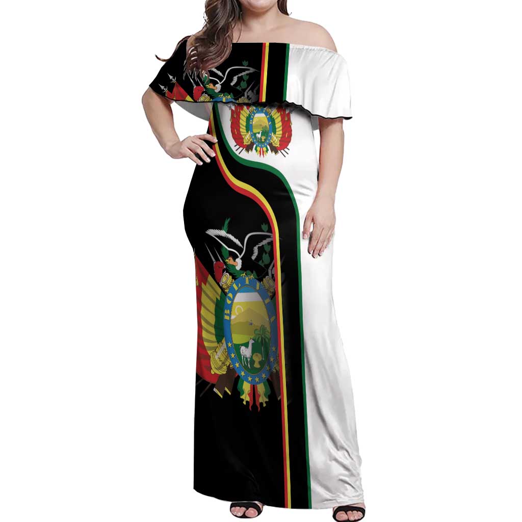 Bolivia Simple Coat of Arm Off Shoulder Maxi Dress