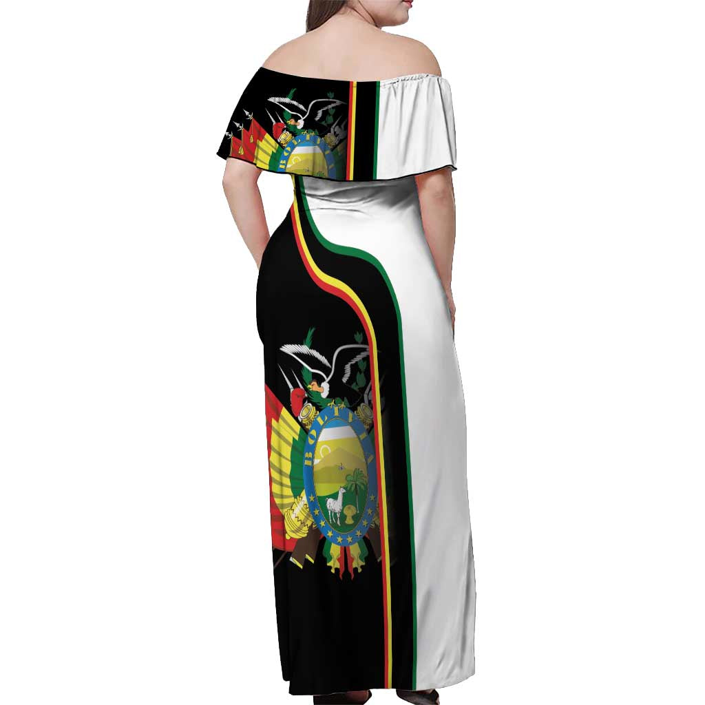 Bolivia Simple Coat of Arm Off Shoulder Maxi Dress