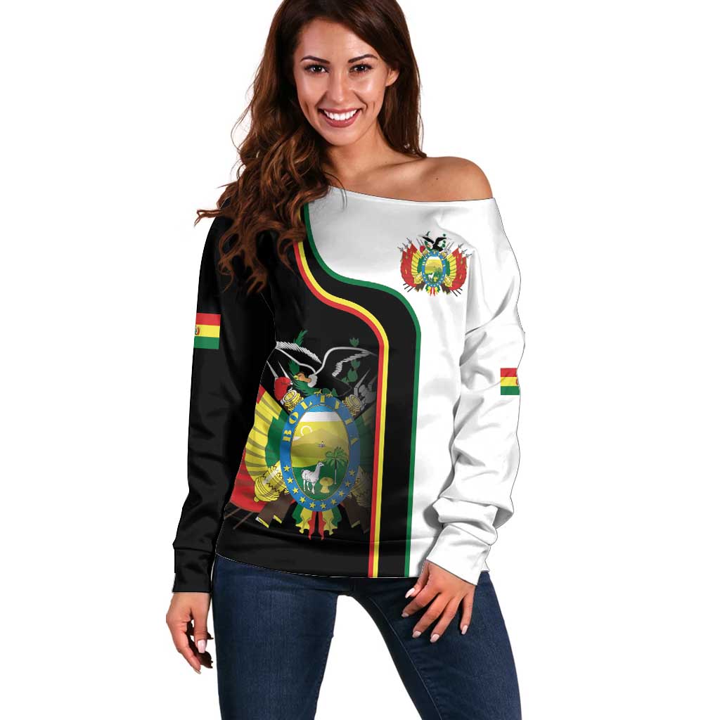 Bolivia Simple Coat of Arm Off Shoulder Sweater