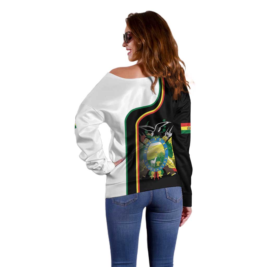 Bolivia Simple Coat of Arm Off Shoulder Sweater