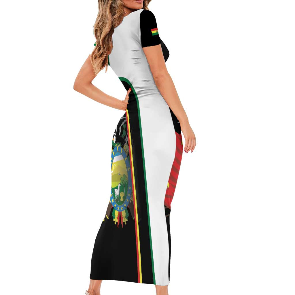 Bolivia Simple Coat of Arm Short Sleeve Bodycon Dress