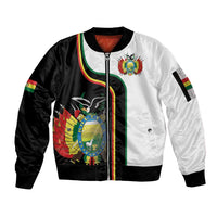 Bolivia Simple Coat of Arm Sleeve Zip Bomber Jacket