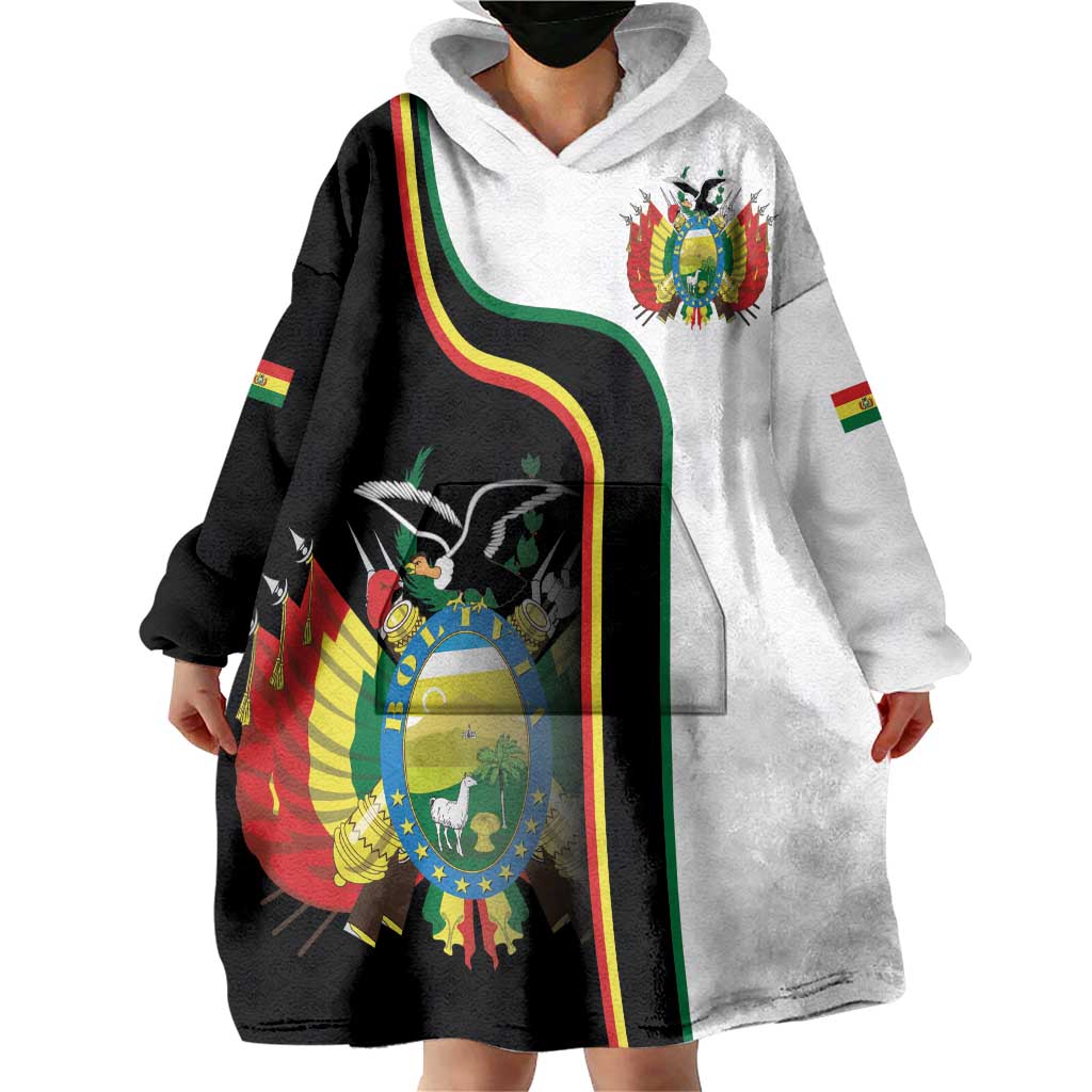 Bolivia Simple Coat of Arm Wearable Blanket Hoodie