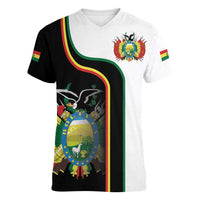 Bolivia Simple Coat of Arm Women V-Neck T-Shirt
