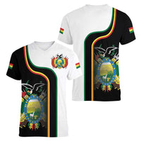 Bolivia Simple Coat of Arm Women V-Neck T-Shirt