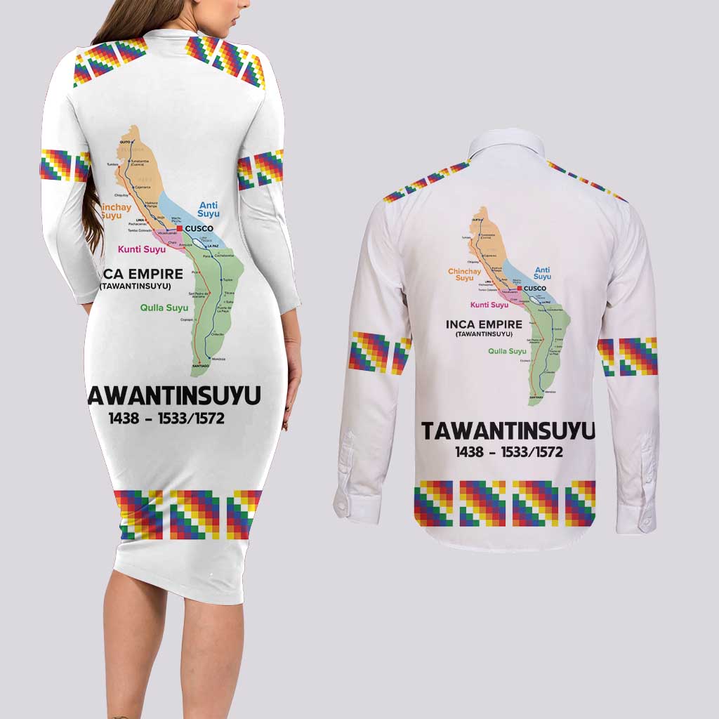 Inca Empire Tawantinsuyu Couples Matching Long Sleeve Bodycon Dress and Long Sleeve Button Shirt Realm of the Four Parts