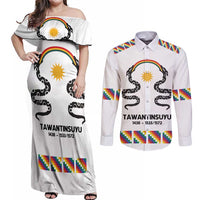 Inca Empire Tawantinsuyu Couples Matching Off Shoulder Maxi Dress and Long Sleeve Button Shirt Realm of the Four Parts