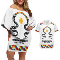 Inca Empire Tawantinsuyu Couples Matching Off Shoulder Short Dress and Hawaiian Shirt Realm of the Four Parts
