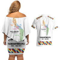 Inca Empire Tawantinsuyu Couples Matching Off Shoulder Short Dress and Hawaiian Shirt Realm of the Four Parts