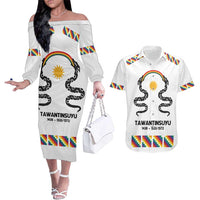 Inca Empire Tawantinsuyu Couples Matching Off The Shoulder Long Sleeve Dress and Hawaiian Shirt Realm of the Four Parts