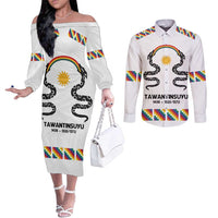 Inca Empire Tawantinsuyu Couples Matching Off The Shoulder Long Sleeve Dress and Long Sleeve Button Shirt Realm of the Four Parts