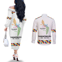 Inca Empire Tawantinsuyu Couples Matching Off The Shoulder Long Sleeve Dress and Long Sleeve Button Shirt Realm of the Four Parts