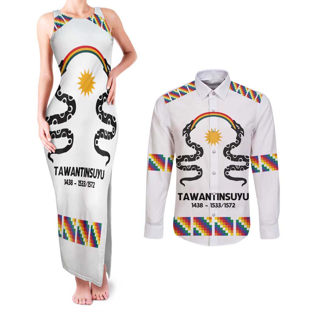 Inca Empire Tawantinsuyu Couples Matching Tank Maxi Dress and Long Sleeve Button Shirt Realm of the Four Parts