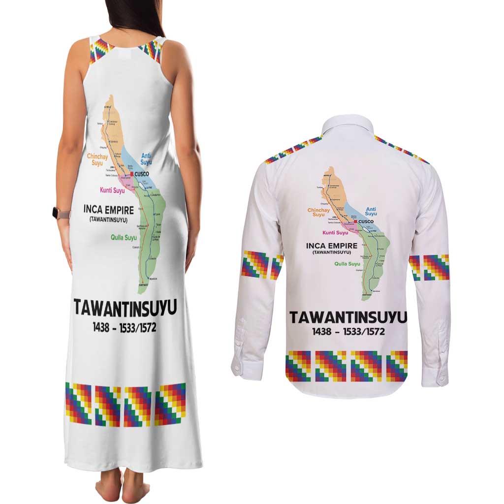 Inca Empire Tawantinsuyu Couples Matching Tank Maxi Dress and Long Sleeve Button Shirt Realm of the Four Parts
