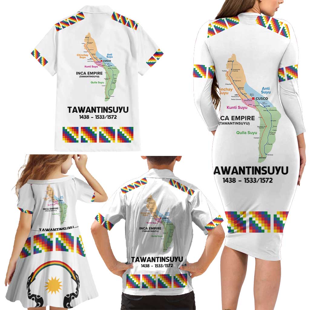 Inca Empire Tawantinsuyu Family Matching Long Sleeve Bodycon Dress and Hawaiian Shirt Realm of the Four Parts