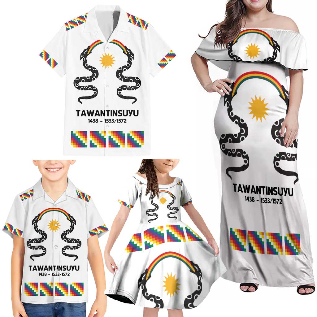 Inca Empire Tawantinsuyu Family Matching Off Shoulder Maxi Dress and Hawaiian Shirt Realm of the Four Parts