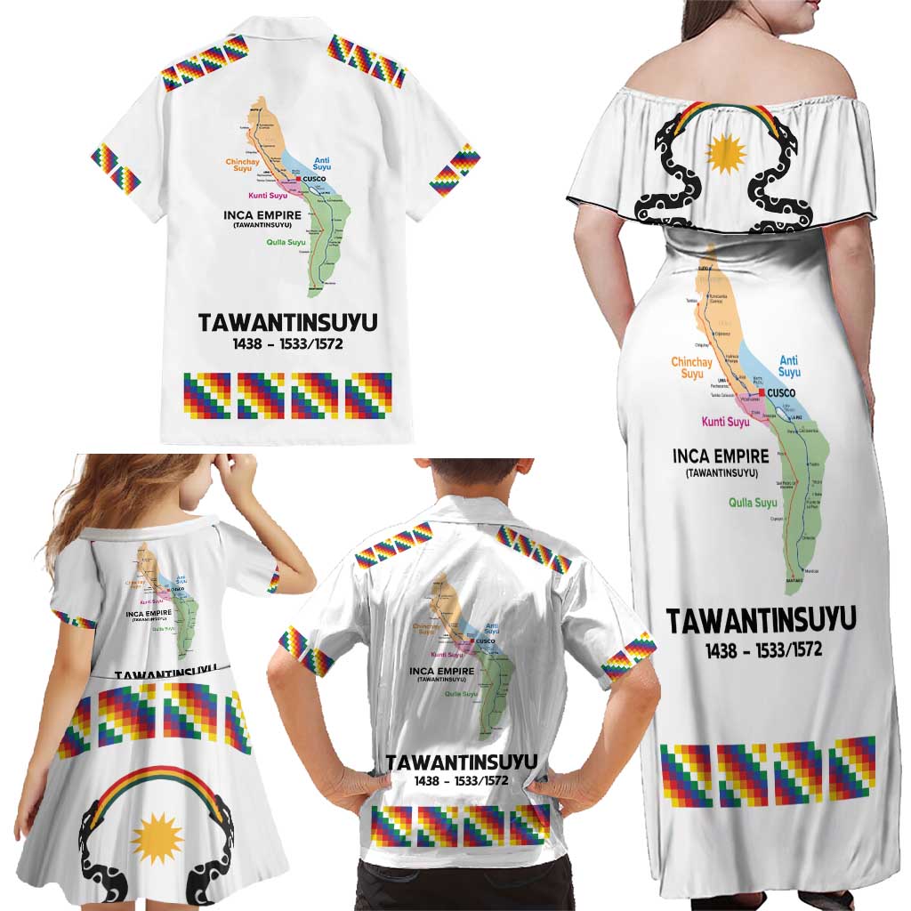 Inca Empire Tawantinsuyu Family Matching Off Shoulder Maxi Dress and Hawaiian Shirt Realm of the Four Parts