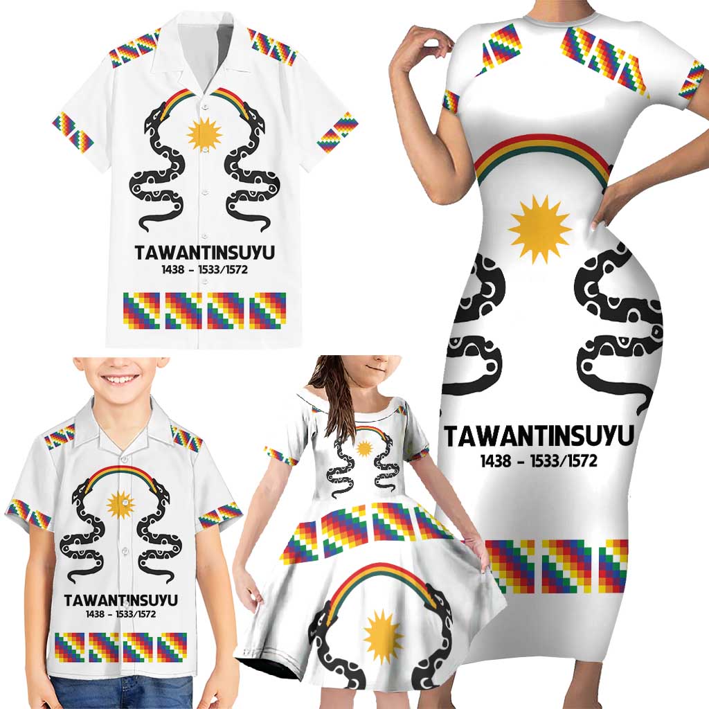 Inca Empire Tawantinsuyu Family Matching Short Sleeve Bodycon Dress and Hawaiian Shirt Realm of the Four Parts