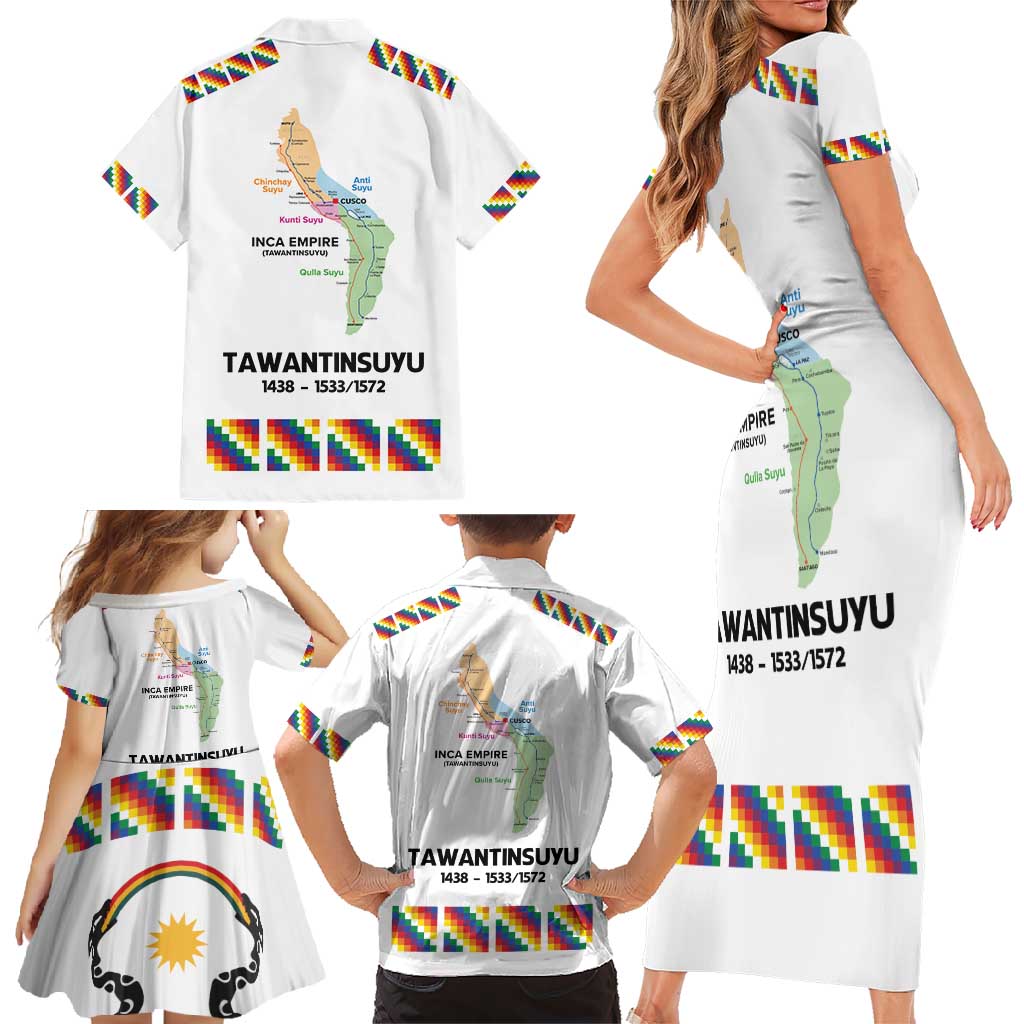 Inca Empire Tawantinsuyu Family Matching Short Sleeve Bodycon Dress and Hawaiian Shirt Realm of the Four Parts