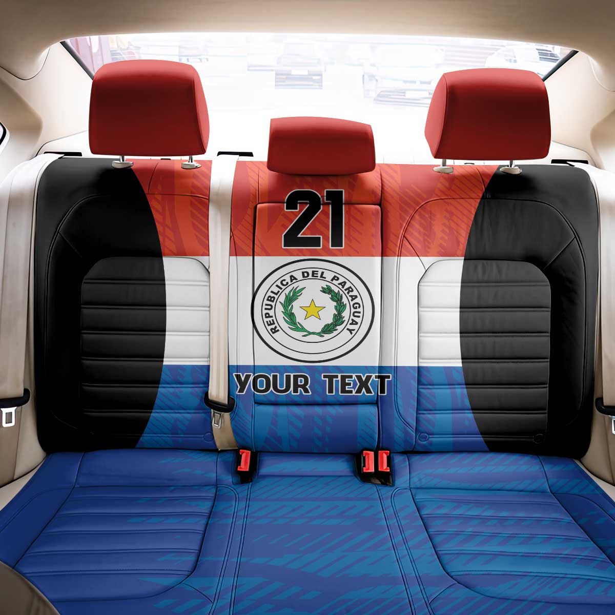 Paraguay Football Custom Back Car Seat Cover Come On Albirroja with Flag Style