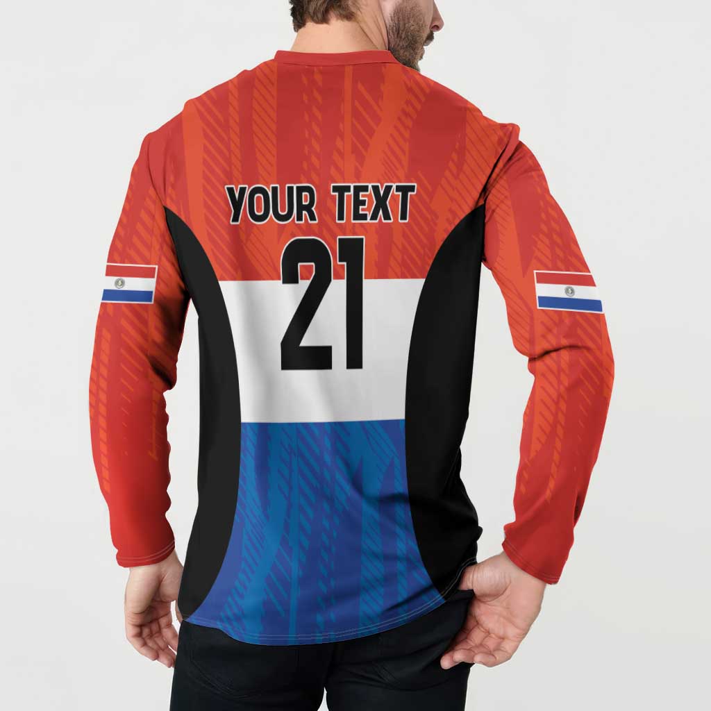 Paraguay Football Custom Button Sweatshirt Come On Albirroja with Flag Style