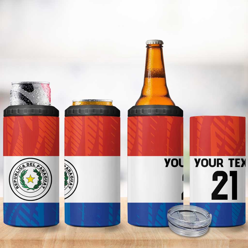 Paraguay Football Custom 4 in 1 Can Cooler Tumbler Come On Albirroja with Flag Style