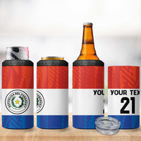 Paraguay Football Custom 4 in 1 Can Cooler Tumbler Come On Albirroja with Flag Style