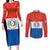 Paraguay Football Custom Couples Matching Long Sleeve Bodycon Dress and Long Sleeve Button Shirt Come On Albirroja with Flag Style
