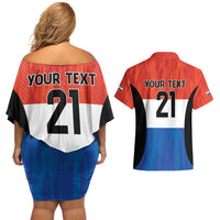 Paraguay Football Custom Couples Matching Off Shoulder Short Dress and Hawaiian Shirt Come On Albirroja with Flag Style