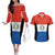 Paraguay Football Custom Couples Matching Off The Shoulder Long Sleeve Dress and Hawaiian Shirt Come On Albirroja with Flag Style