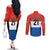 Paraguay Football Custom Couples Matching Off The Shoulder Long Sleeve Dress and Long Sleeve Button Shirt Come On Albirroja with Flag Style