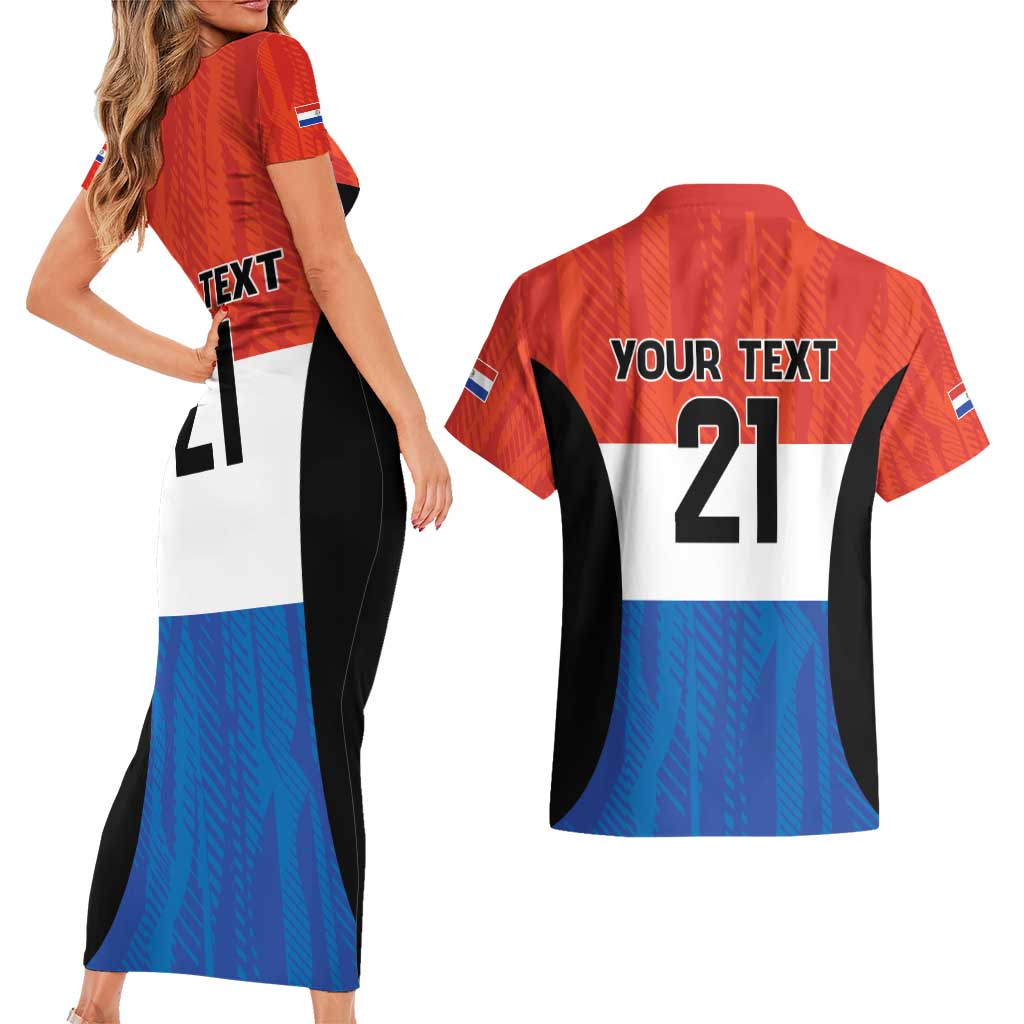 Paraguay Football Custom Couples Matching Short Sleeve Bodycon Dress and Hawaiian Shirt Come On Albirroja with Flag Style