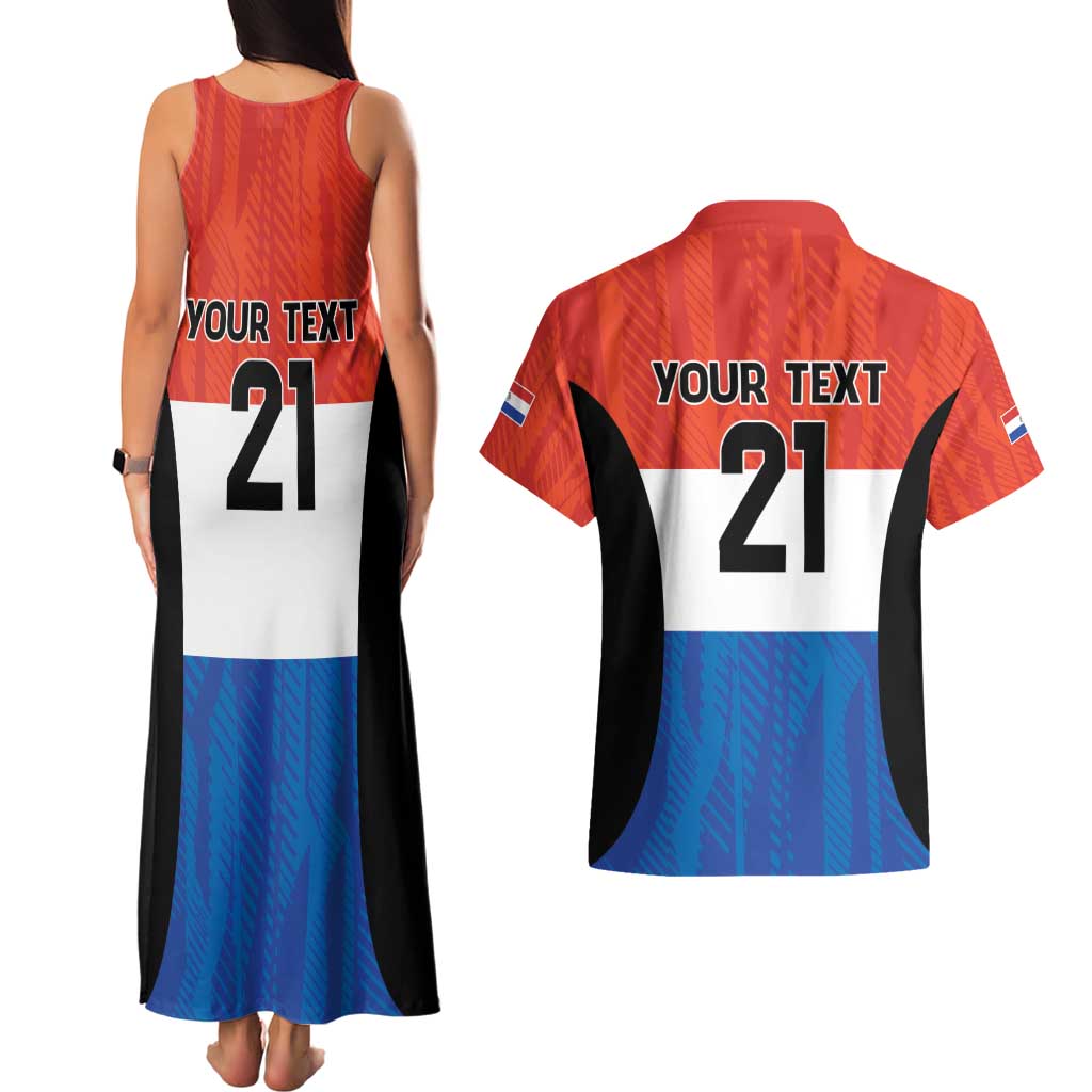Paraguay Football Custom Couples Matching Tank Maxi Dress and Hawaiian Shirt Come On Albirroja with Flag Style