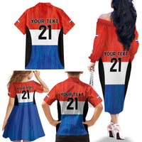 Paraguay Football Custom Family Matching Off The Shoulder Long Sleeve Dress and Hawaiian Shirt Come On Albirroja with Flag Style